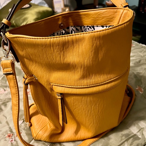 Vibrant Yellow Slouchy Shoulder Bag with Ruched Details by Jessica Simpson. - Picture 2 of 12